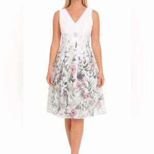 TOMMY HILFIGER White Floral Midi Dress Size 8